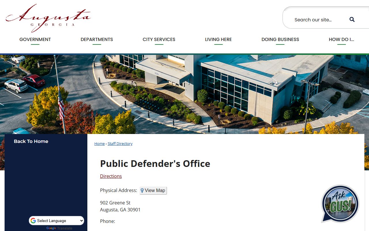Richmond County Clerk of Superior State and Juvenile Court public defender directory boundary