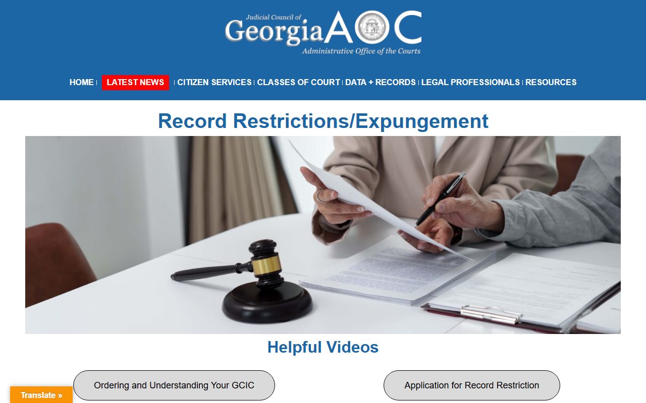 Richmond County arrest records and court charges Georgia Courts restriction self-help source