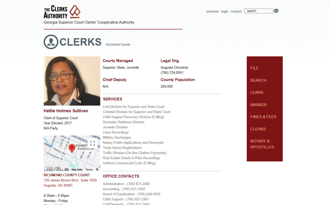 Richmond County court records GSCCCA clerk directory