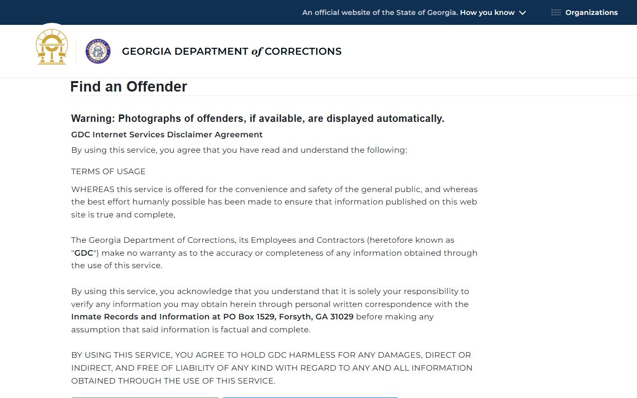 Richmond County criminal court records Georgia Department of Corrections offender query