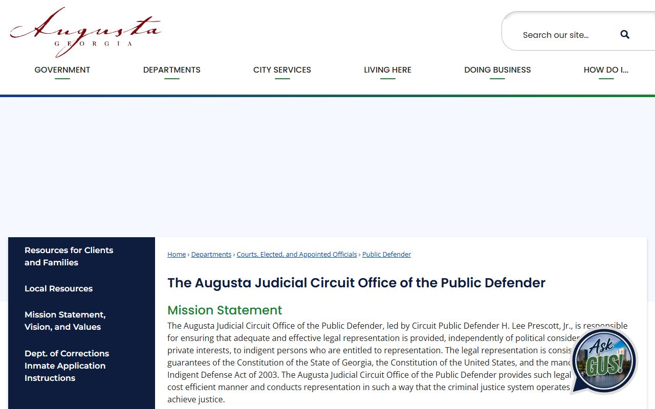 Richmond County criminal court records Public Defender page