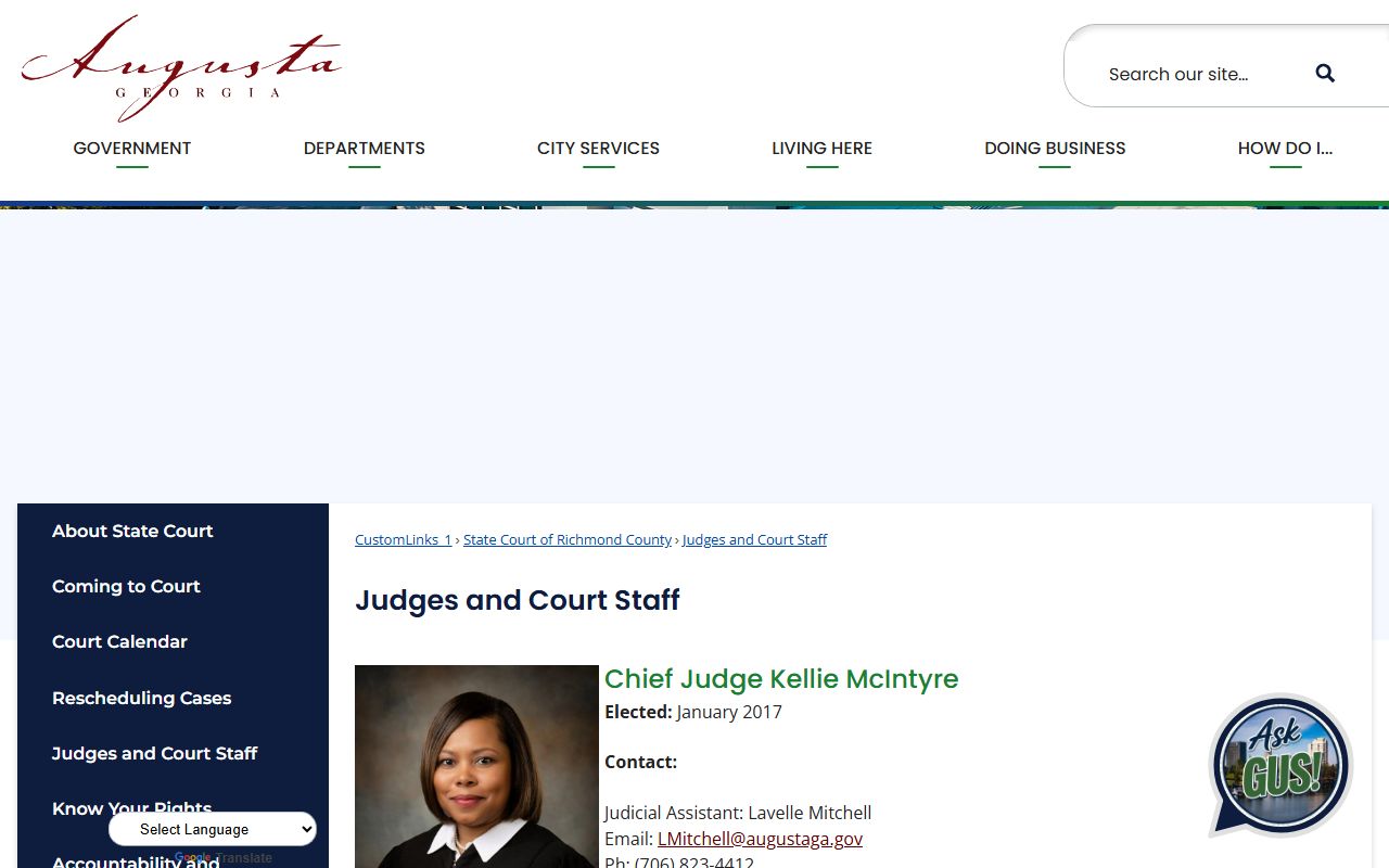Richmond County Superior Court judges and staff reference