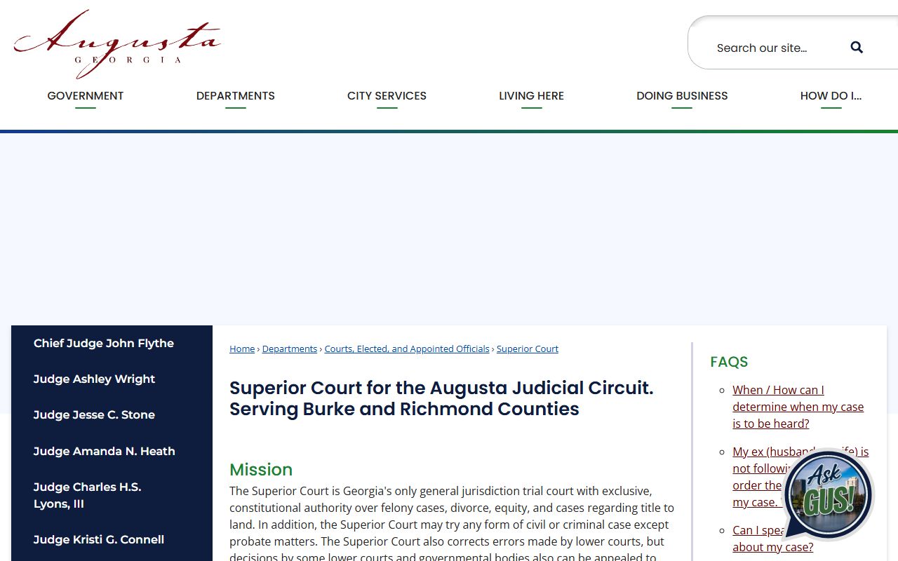 Richmond County Superior Court official court records page