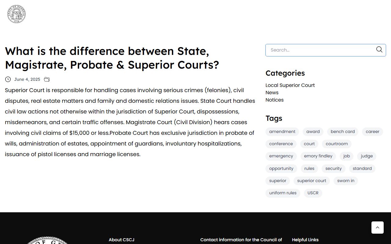Richmond County Court records Georgia court class FAQ