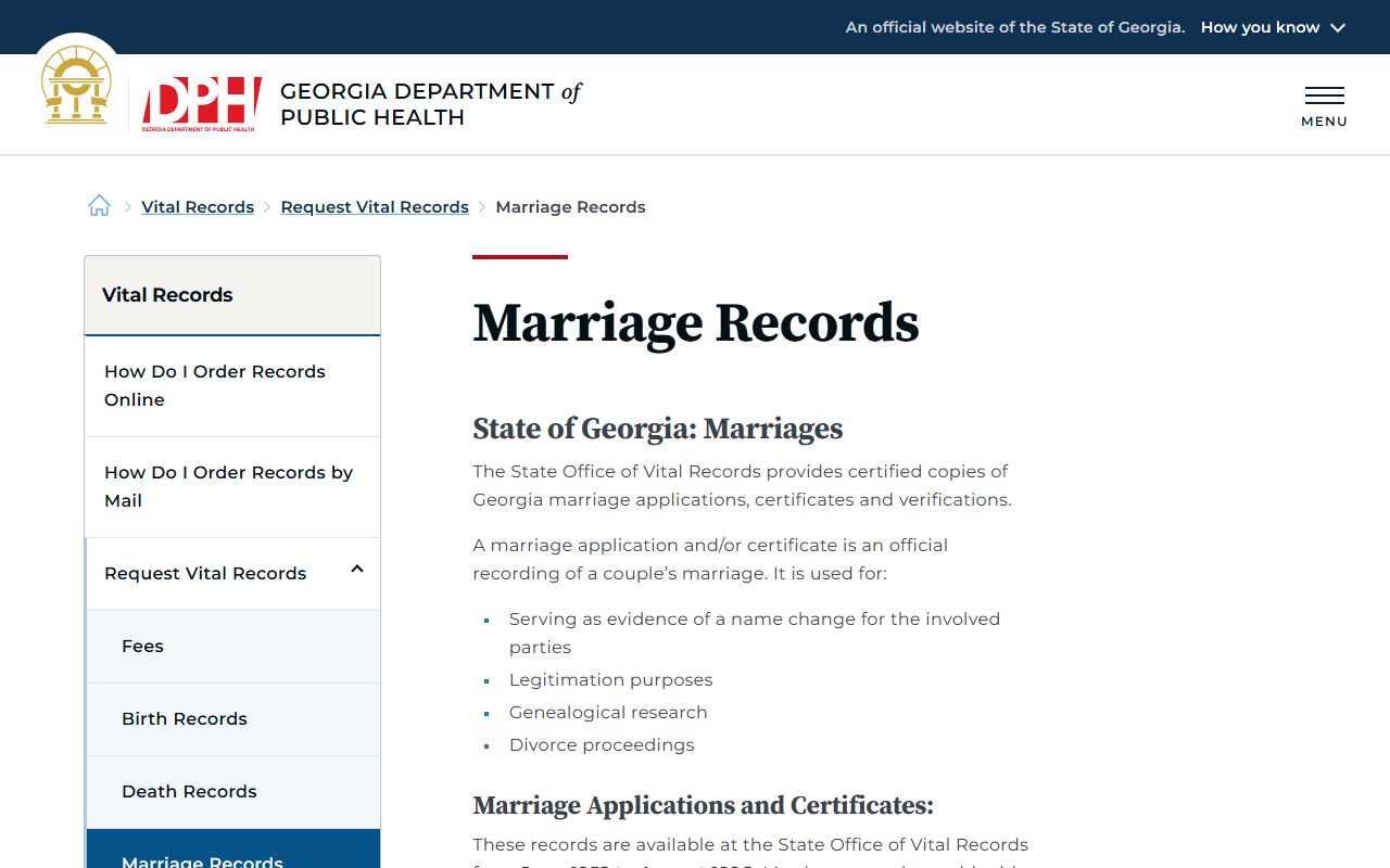 Richmond County marriage records Georgia DPH marriage records page