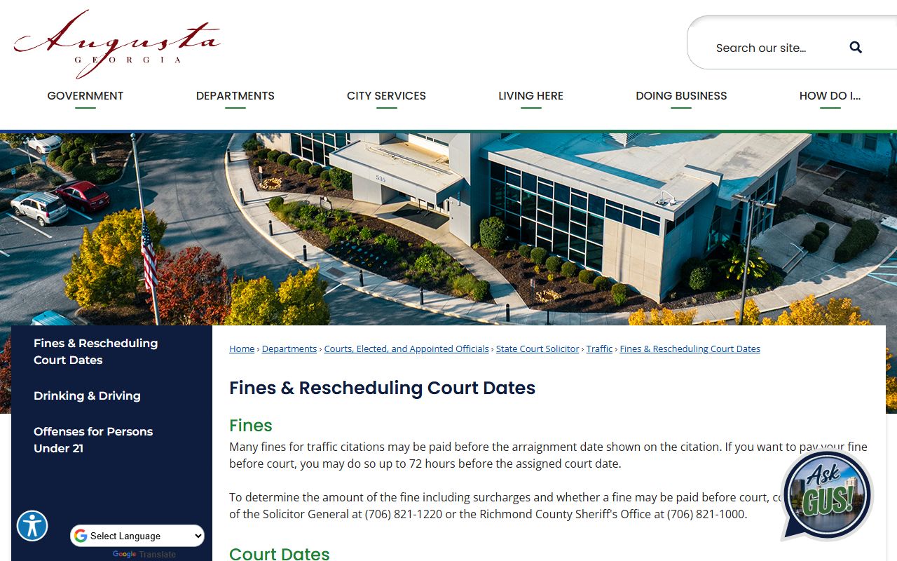 Richmond County traffic court records fines and rescheduling court dates