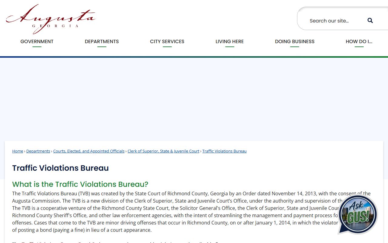 Richmond County traffic court records Traffic Violations Bureau