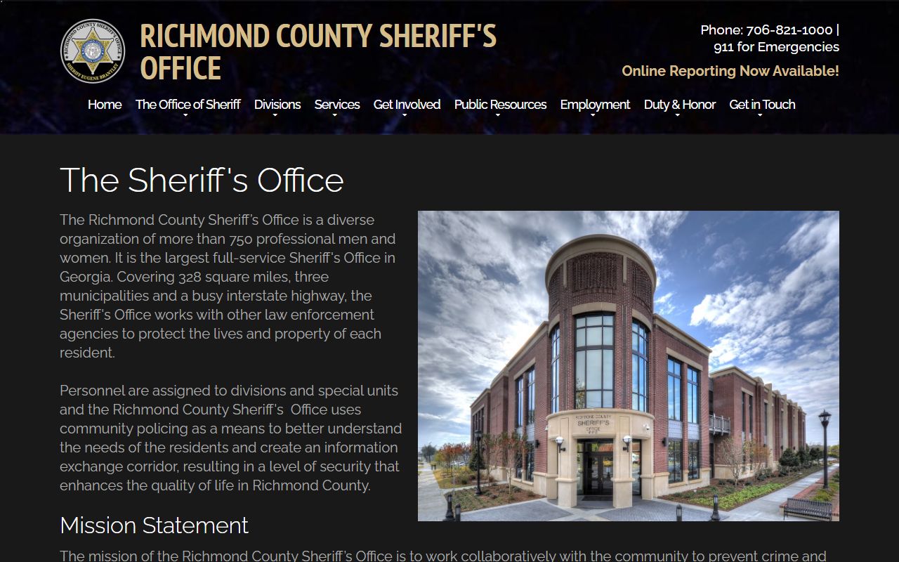 Richmond County warrant records sheriff office contact source